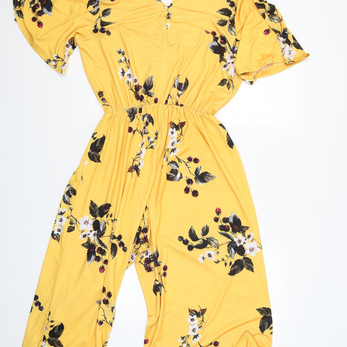 Simply Be Womens Yellow Floral  Jumpsuit One-Piece Size 14