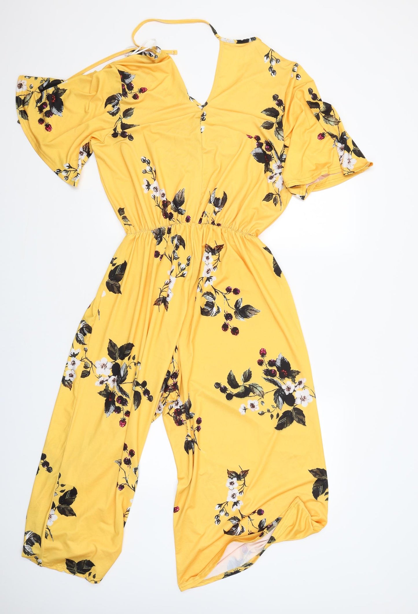 Simply Be Womens Yellow Floral  Jumpsuit One-Piece Size 14
