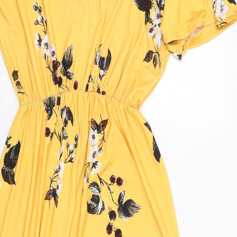 Simply Be Womens Yellow Floral  Jumpsuit One-Piece Size 14