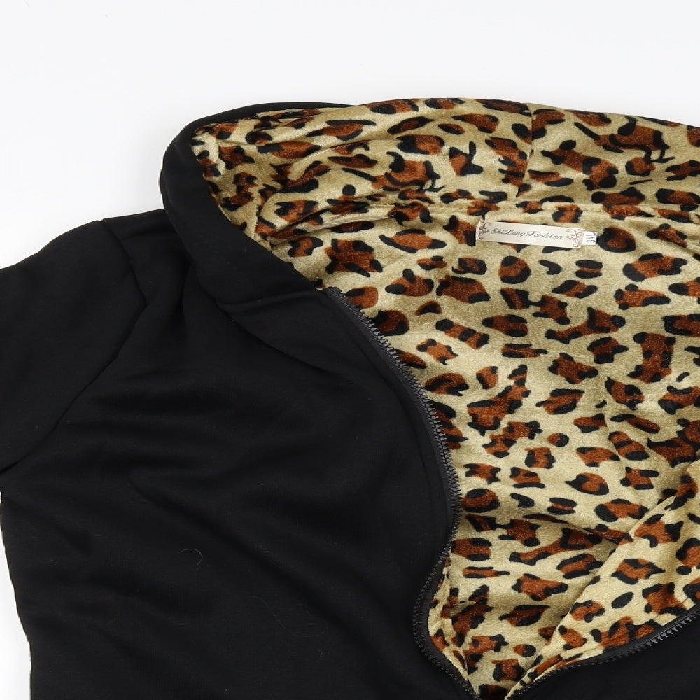 Shi Long Fashion Womens Black   Full Zip Hoodie Size 3XL  - Animal Print inside