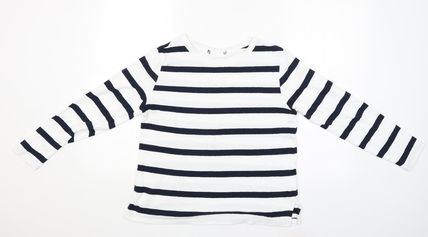 M&S Womens White Striped  Pullover Jumper Size 10