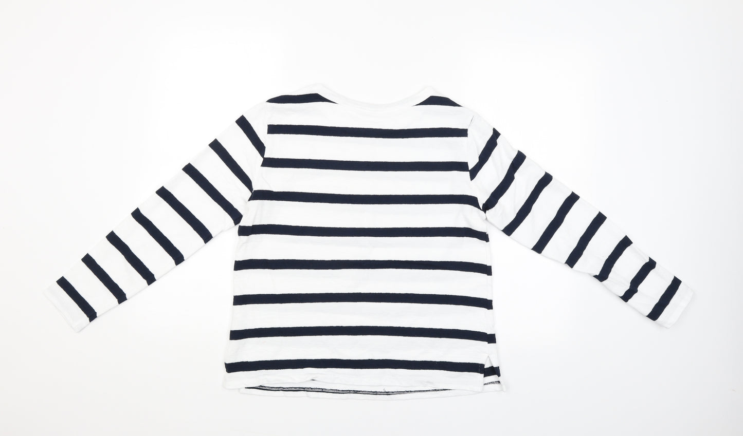 M&S Womens White Striped  Pullover Jumper Size 10