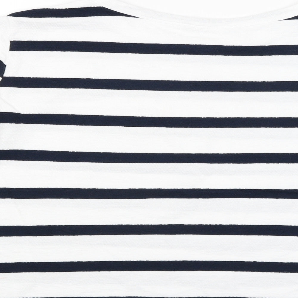 M&S Womens White Striped  Pullover Jumper Size 10