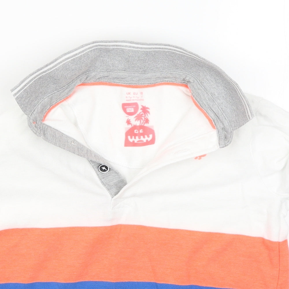 F&F Boys Multicoloured Striped  Basic T-Shirt Size 6-7 Years  - DInosaur logo