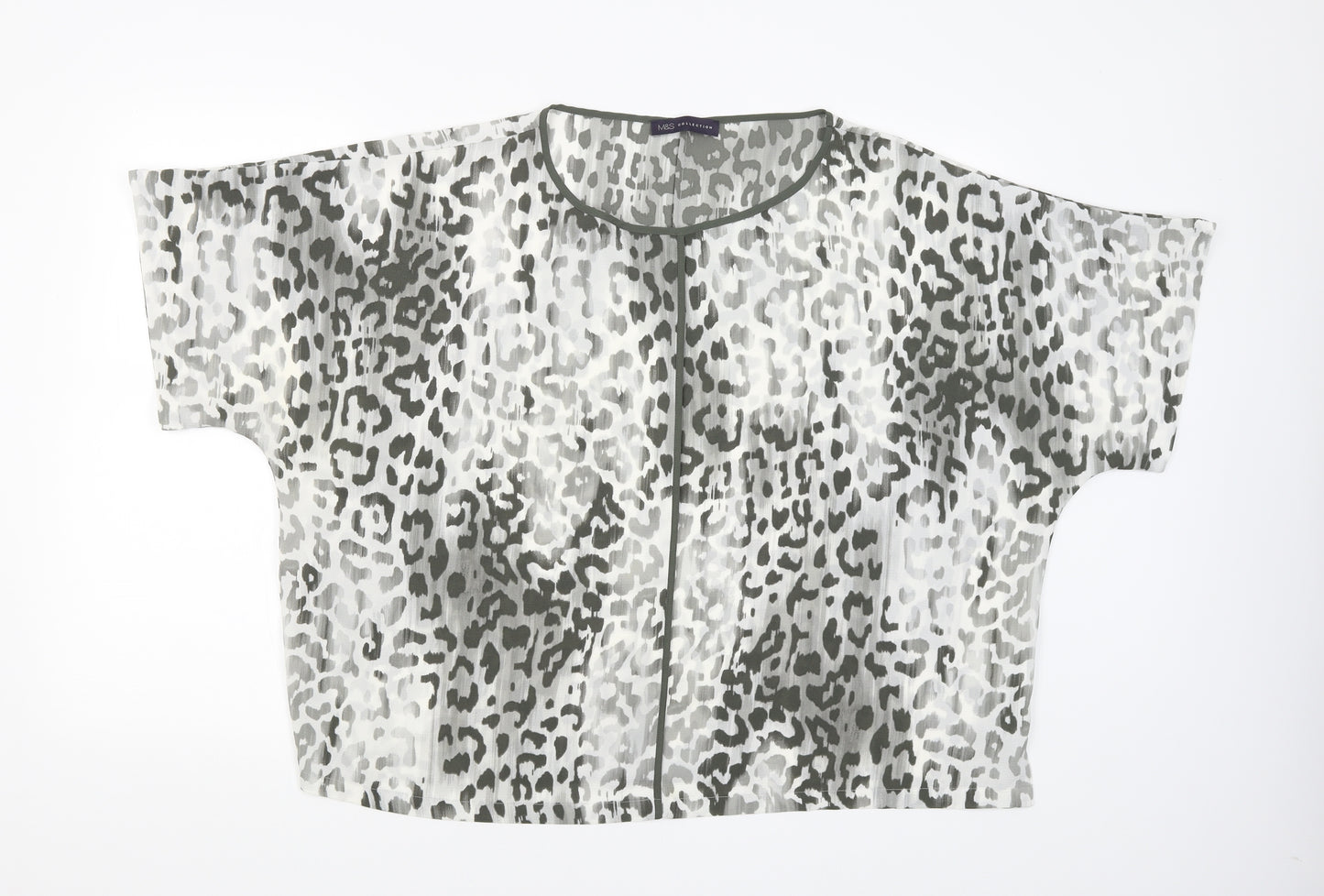M&S Womens Grey Animal Print  Basic Blouse Size 22