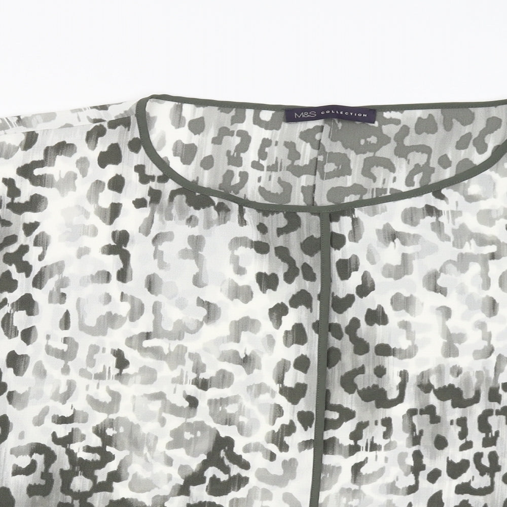 M&S Womens Grey Animal Print  Basic Blouse Size 22