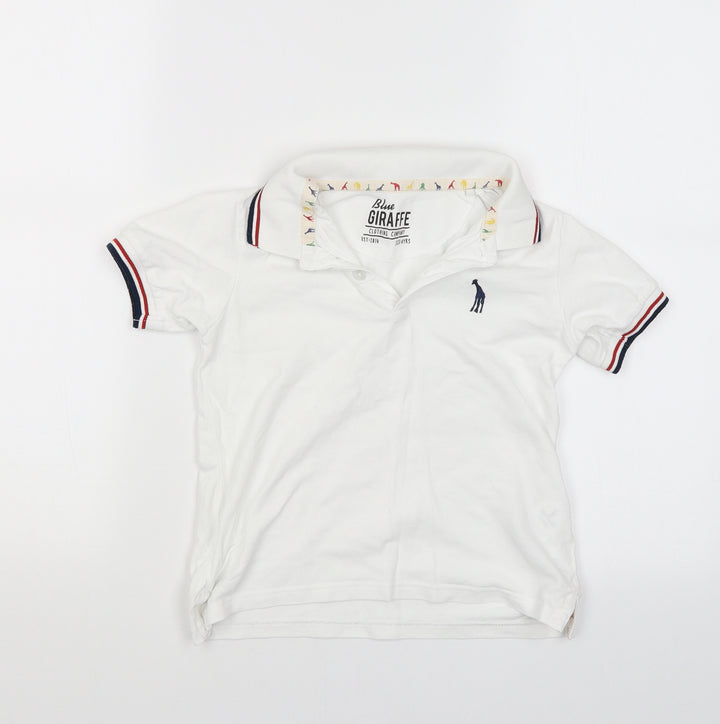 Blue Giraffe Boys White Basic T-Shirt Size 6 Years