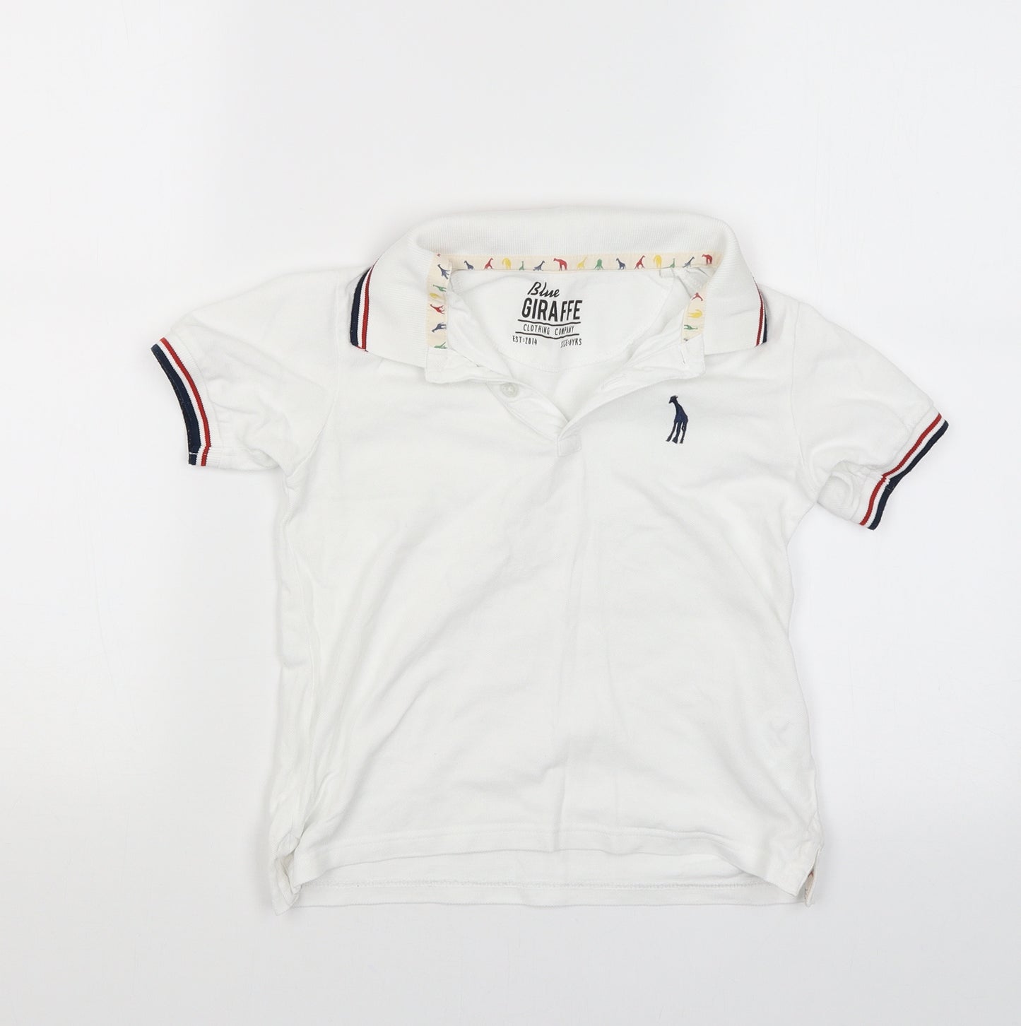 Blue Giraffe Boys White   Basic T-Shirt Size 6 Years