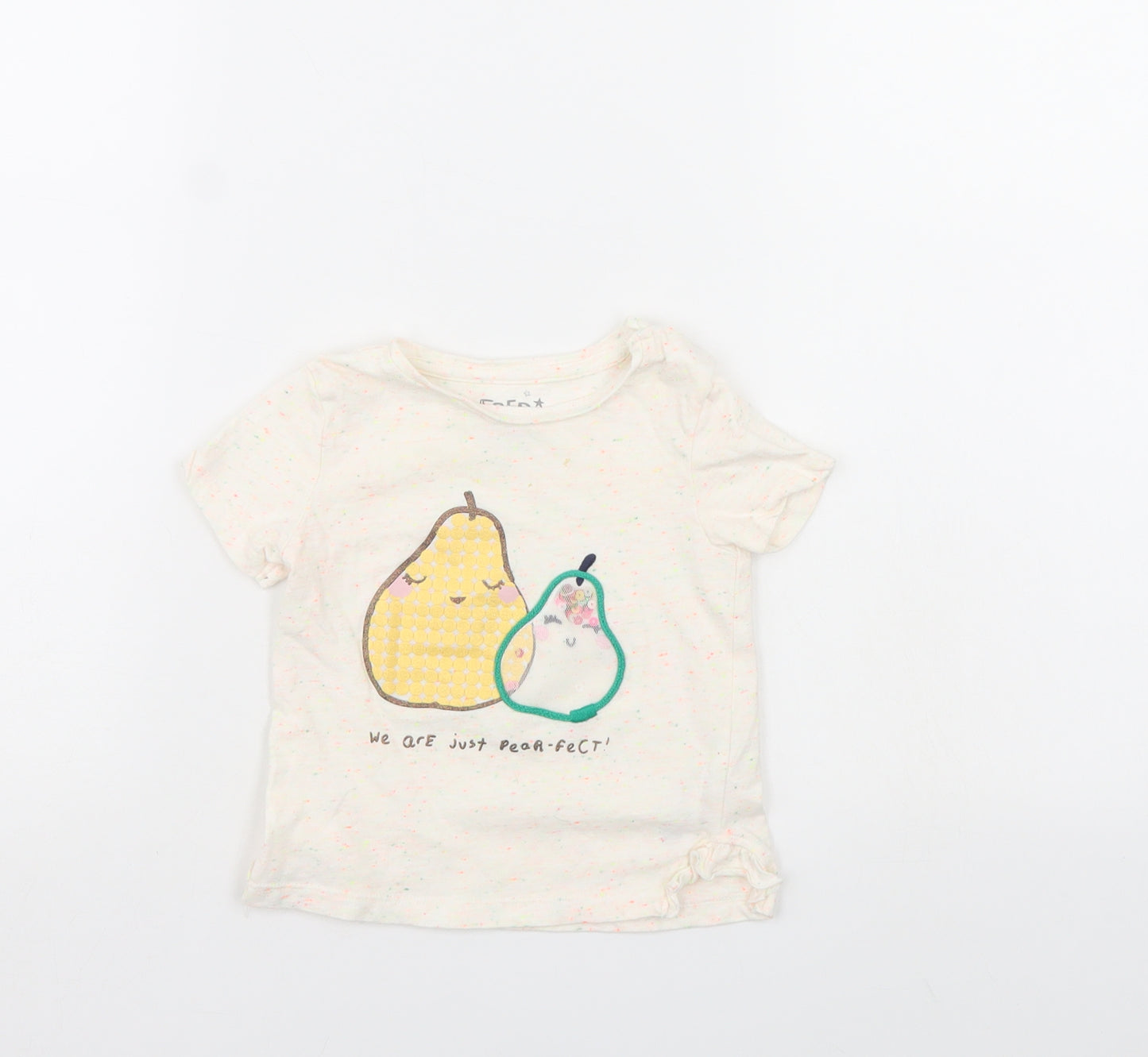 Fred & Flo Girls White   Basic T-Shirt Size 18-24 Months