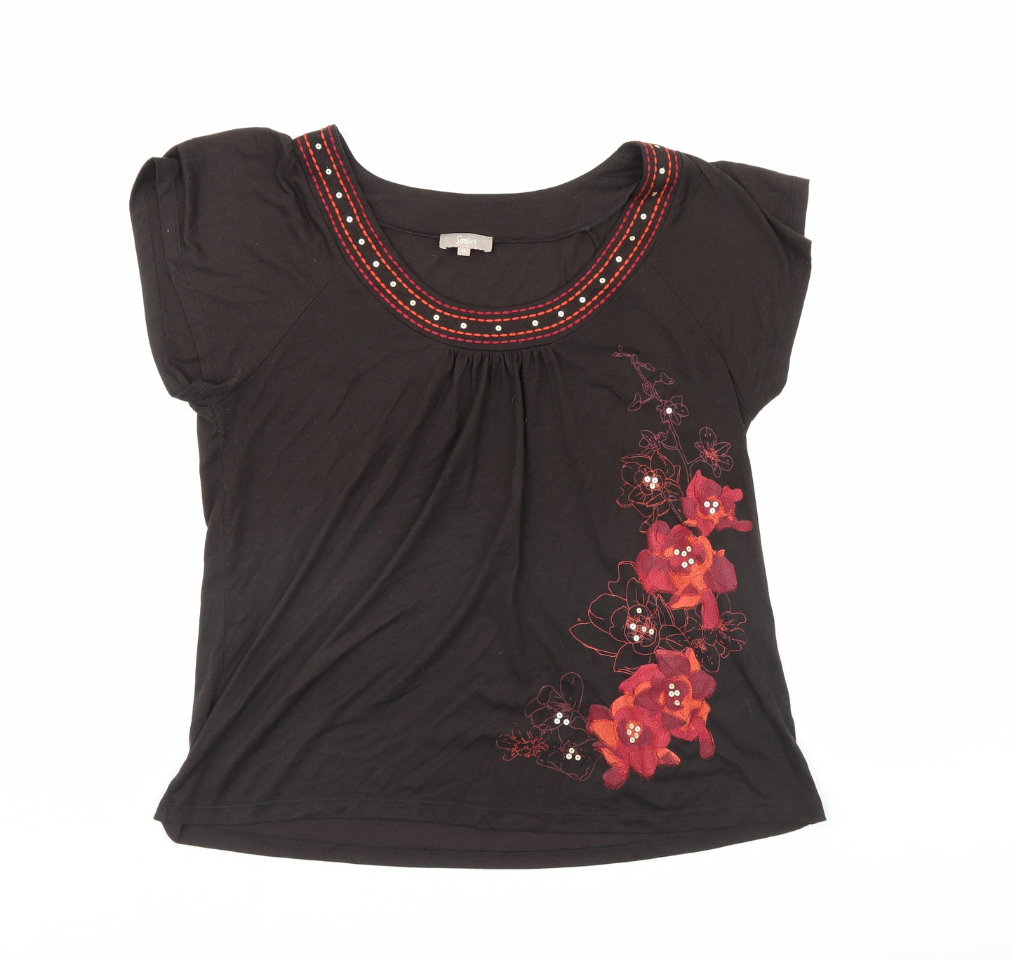Soon Womens Brown Floral  Basic Blouse Size 18