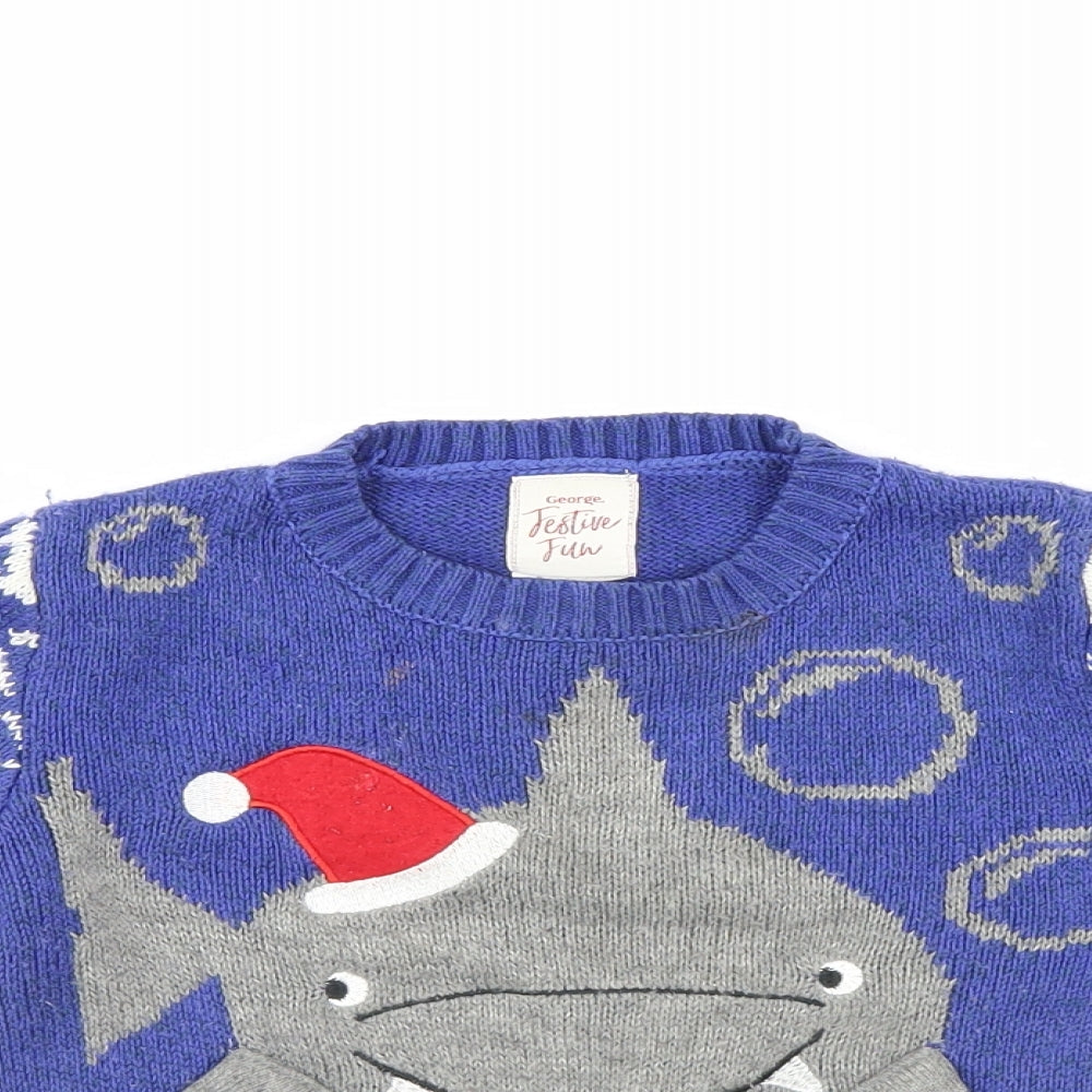 George Boys Blue   Pullover Jumper Size 2-3 Years  - Christmas jumper