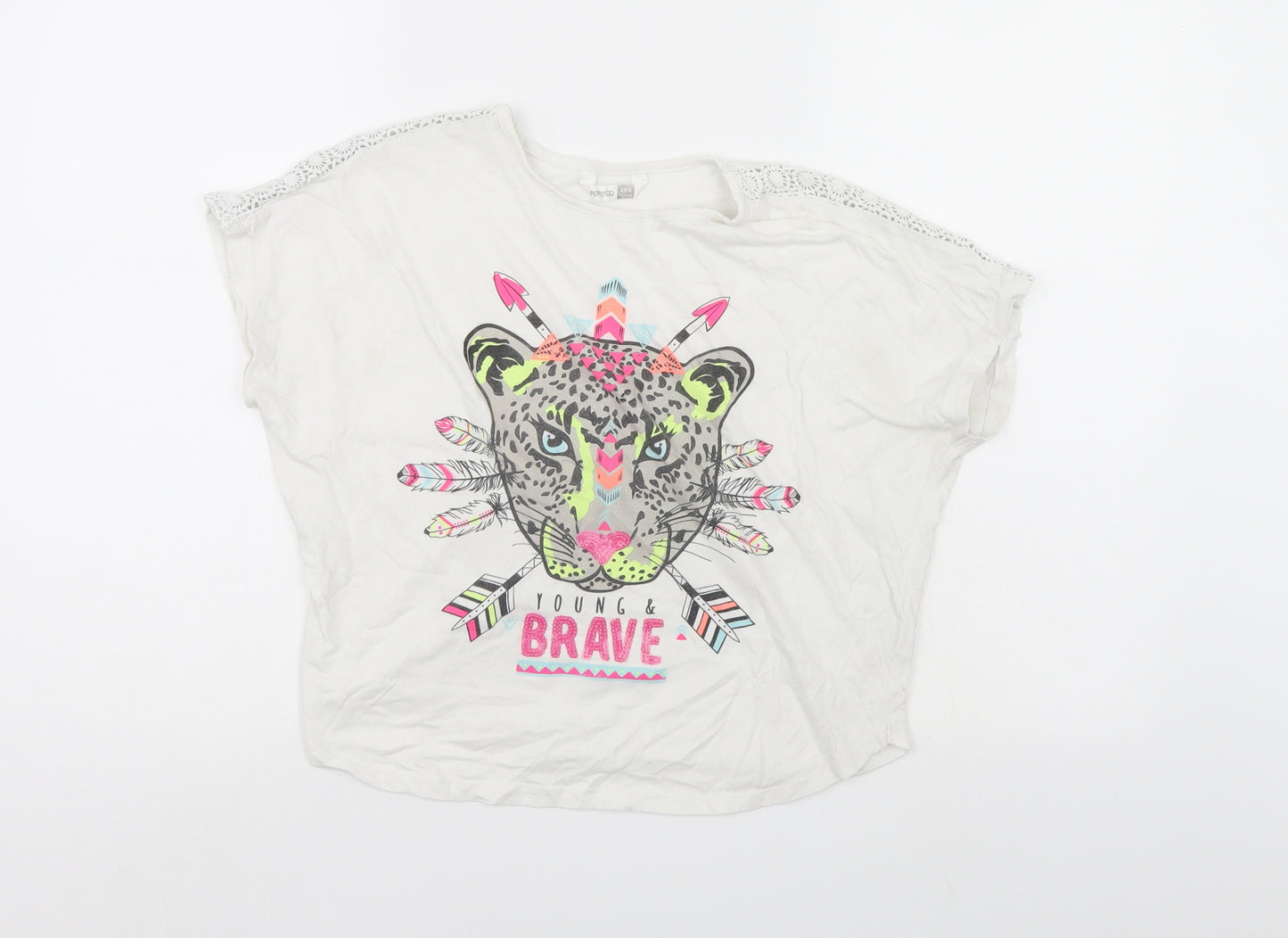 pep & Co Girls White   Basic T-Shirt Size 11-12 Years