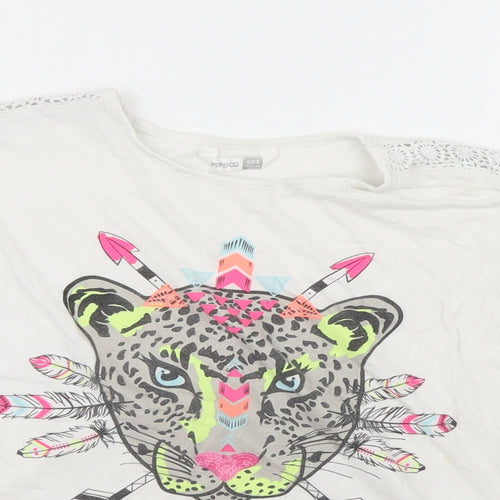 pep & Co Girls White   Basic T-Shirt Size 11-12 Years