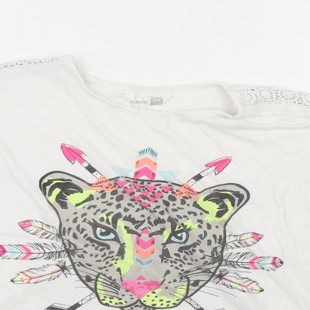 pep & Co Girls White   Basic T-Shirt Size 11-12 Years