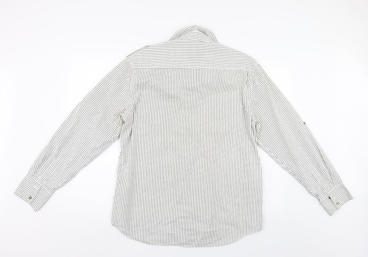 Burton Mens White Striped   Button-Up Size L