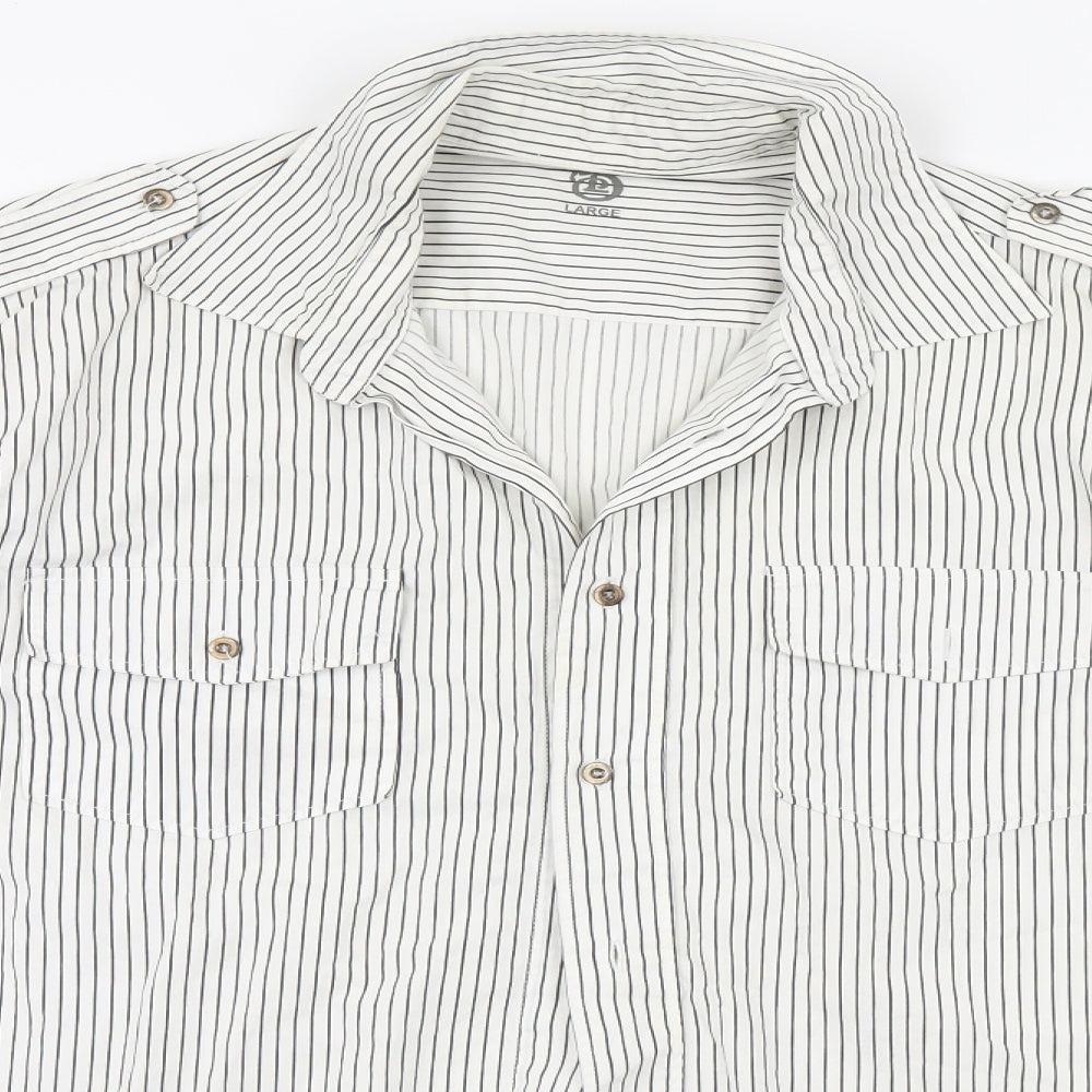 Burton Mens White Striped   Button-Up Size L