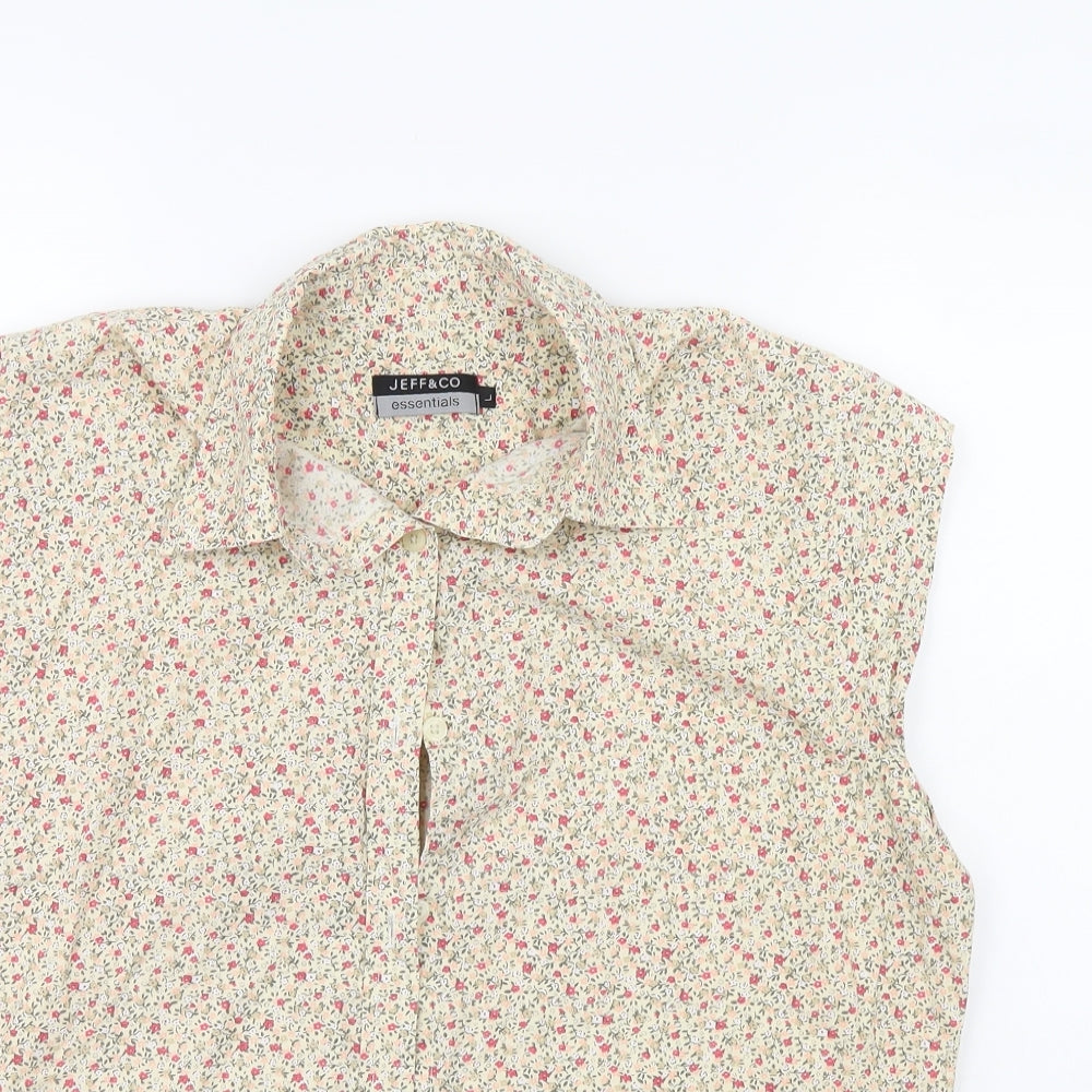 Jeff & Co Womens Multicoloured Floral  Basic Button-Up Size L