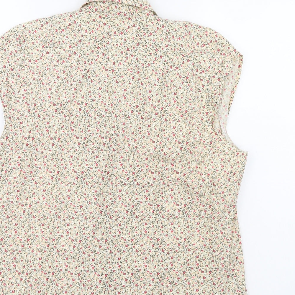 Jeff & Co Womens Multicoloured Floral  Basic Button-Up Size L