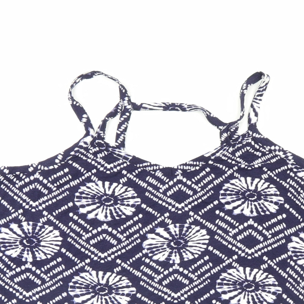 TU Womens Blue Geometric  Basic Blouse Size 18