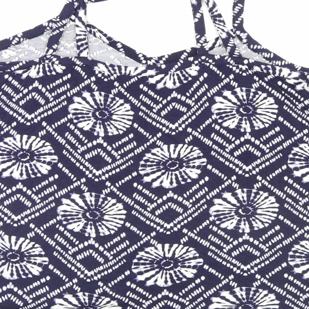 TU Womens Blue Geometric  Basic Blouse Size 18