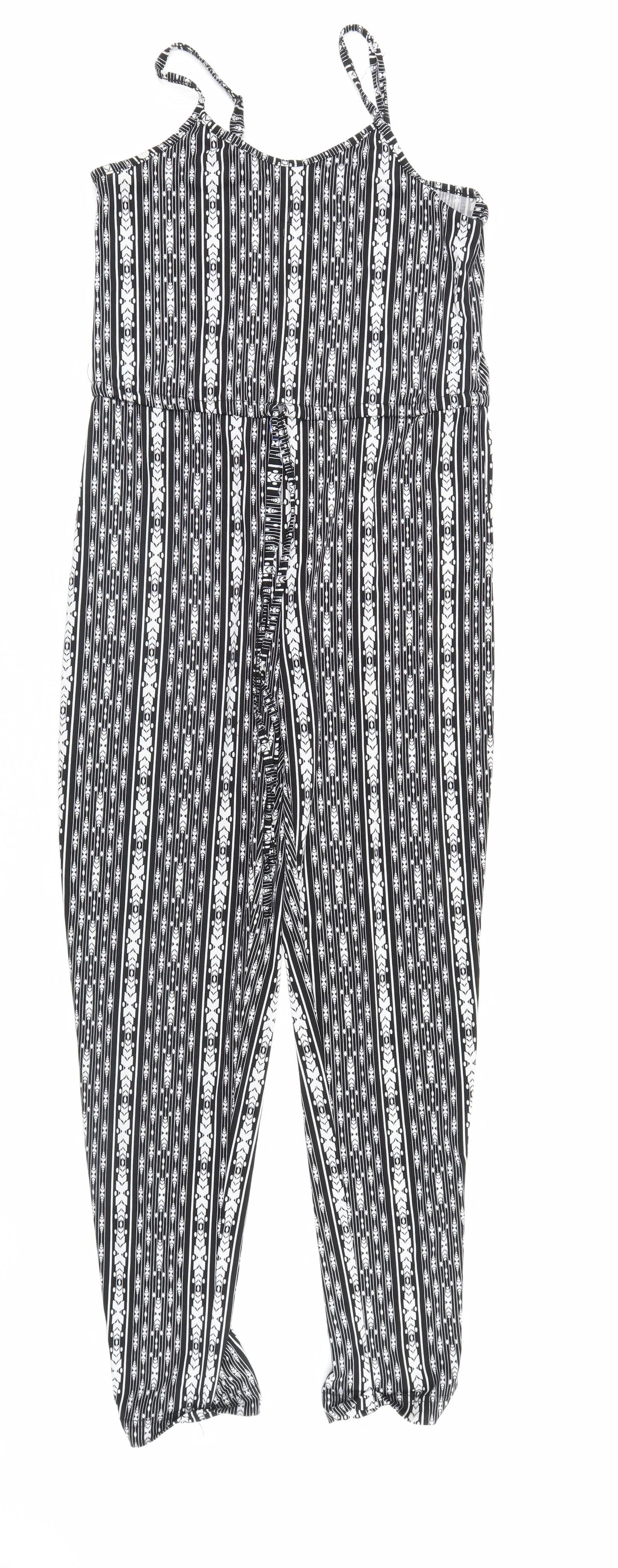 QED London Womens Black Geometric  Jumpsuit One-Piece Size 8