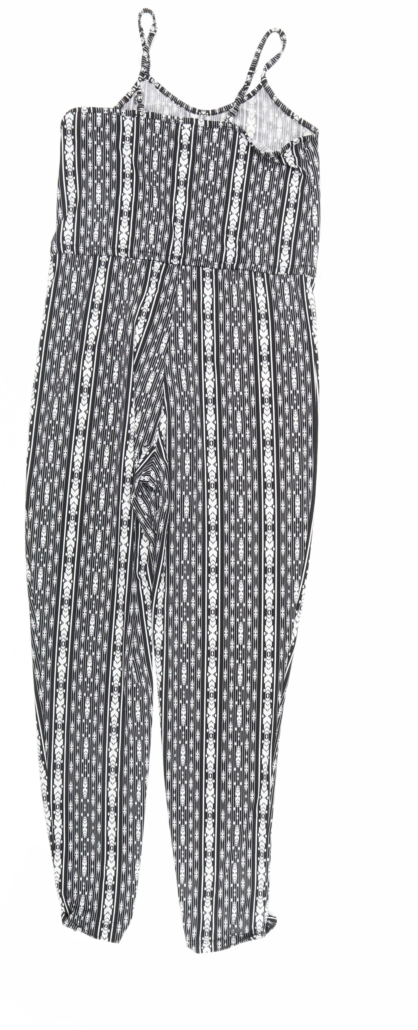 QED London Womens Black Geometric  Jumpsuit One-Piece Size 8