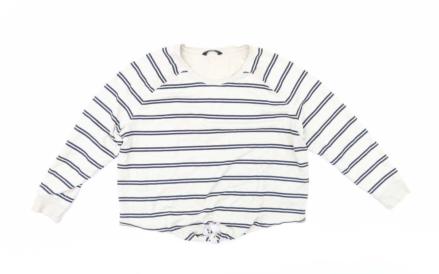 F&F Womens Beige Striped  Pullover Sweatshirt Size 18