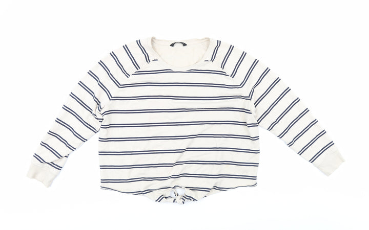 F&F Womens Beige Striped  Pullover Sweatshirt Size 18