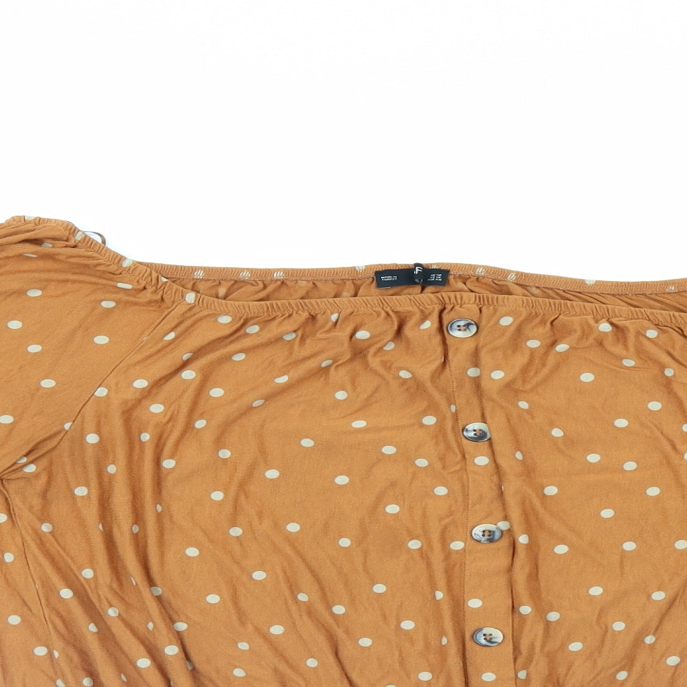 F&F Womens Brown Polka Dot  Tunic Blouse Size 18