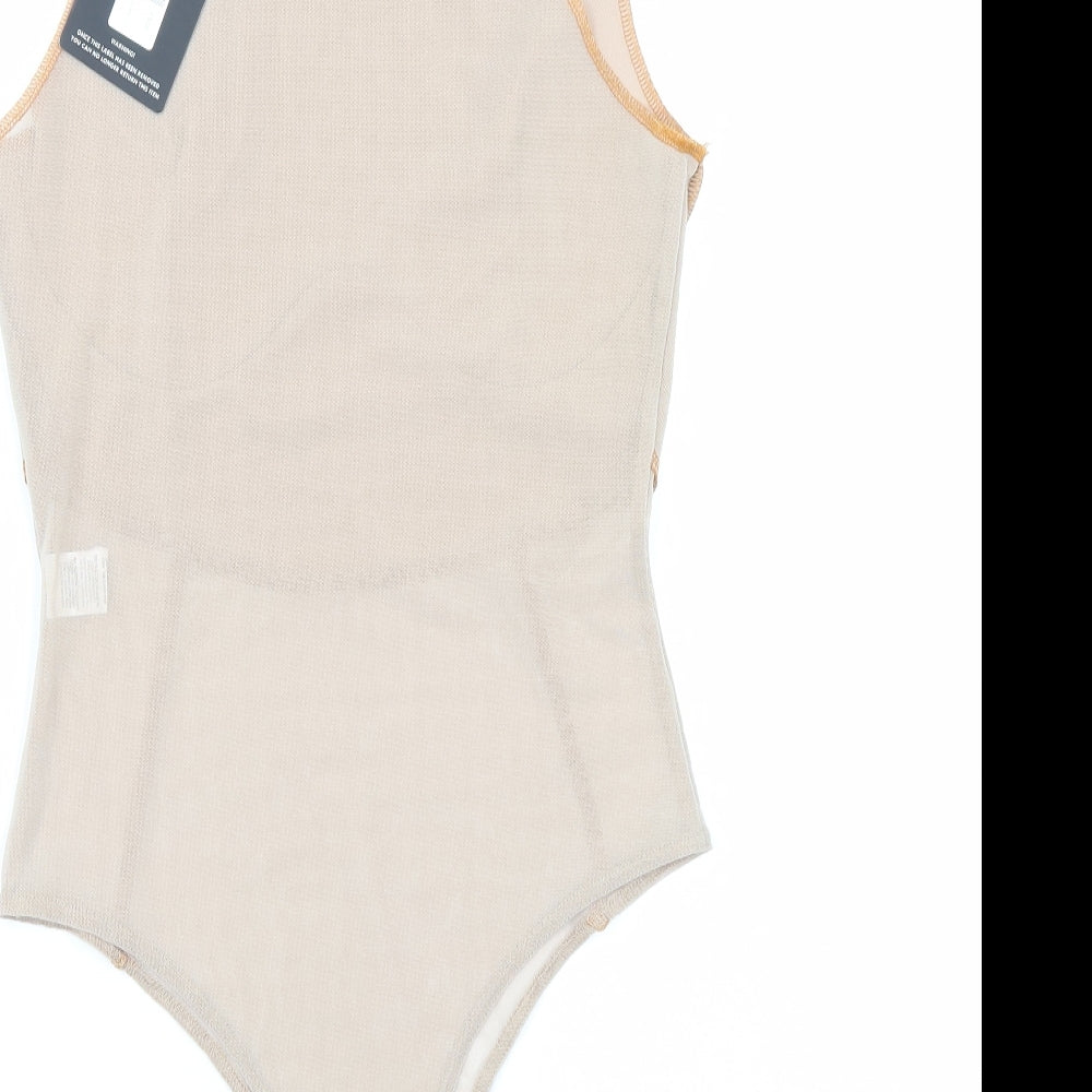 PRETTYLITTLETHING Womens Beige    Bodysuit Size 10