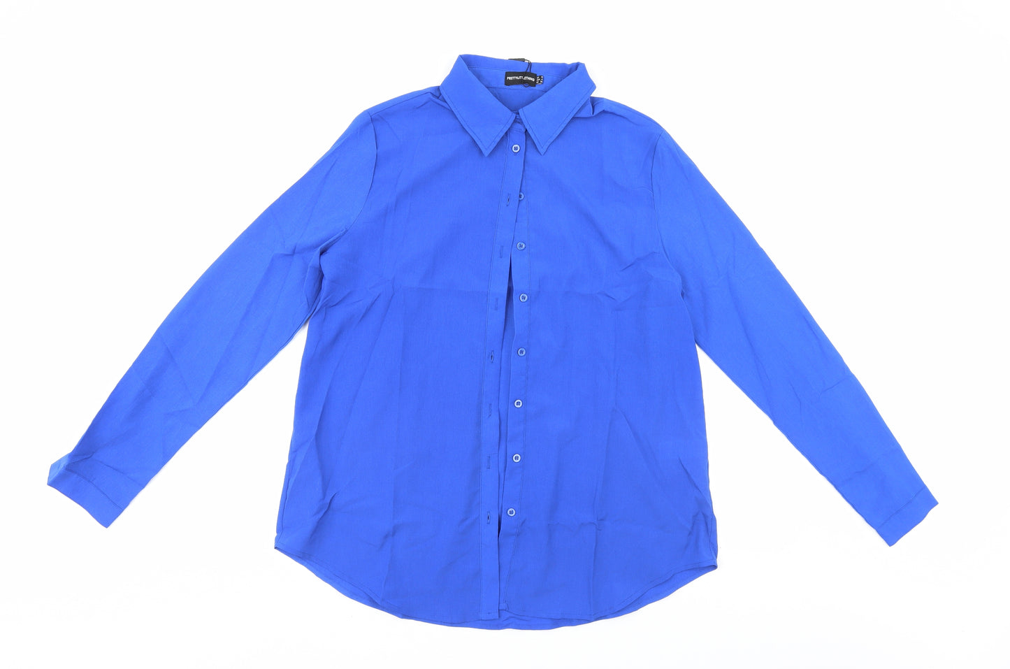 PRETTYLITTLETHING Womens Blue   Basic Button-Up Size 8