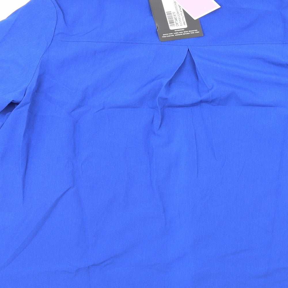 PRETTYLITTLETHING Womens Blue   Basic Button-Up Size 8