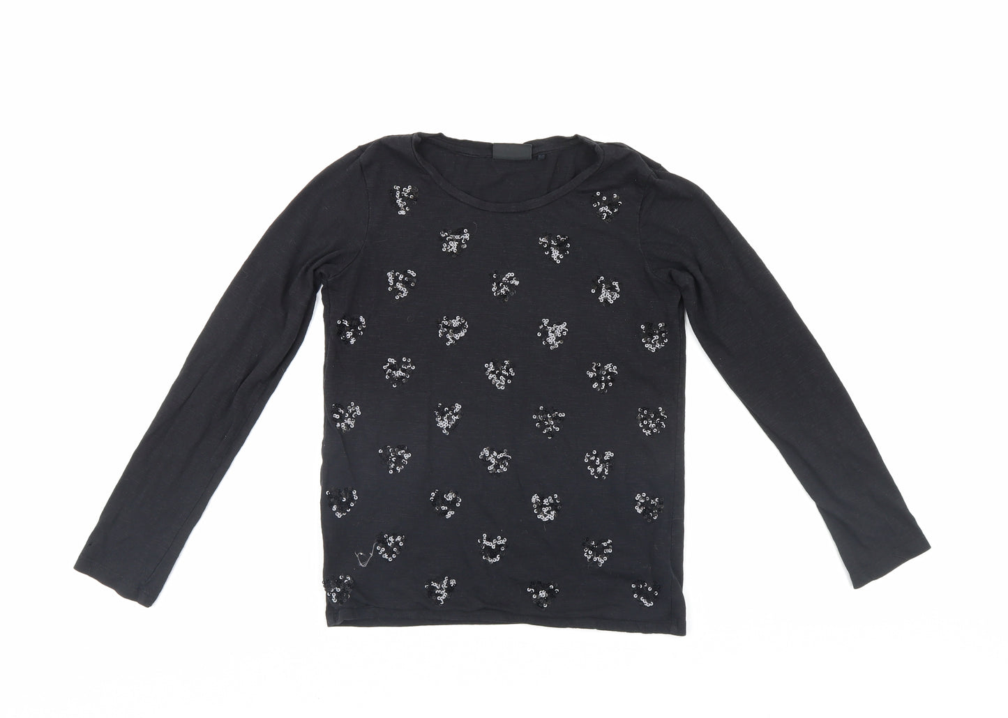 NEXT Girls Black   Pullover Jumper Size 10 Years  - love hearts
