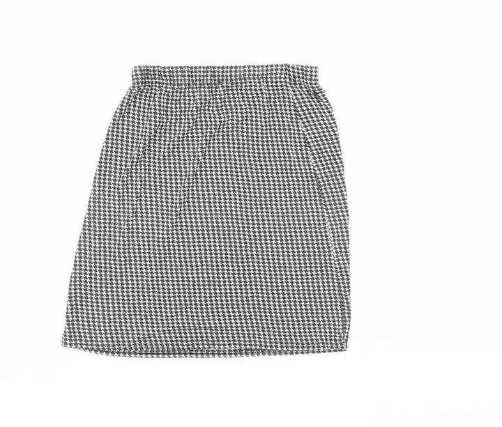 PRETTYLITTLETHING Womens Black Herringbone Mini Skirt Size 10