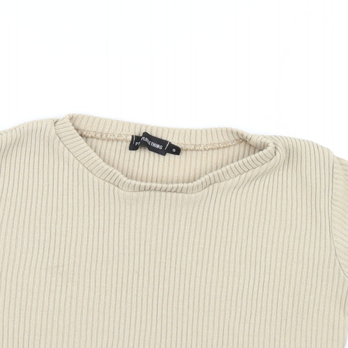 PRETTYLITTLETHING Womens Beige   Pullover Jumper Size S