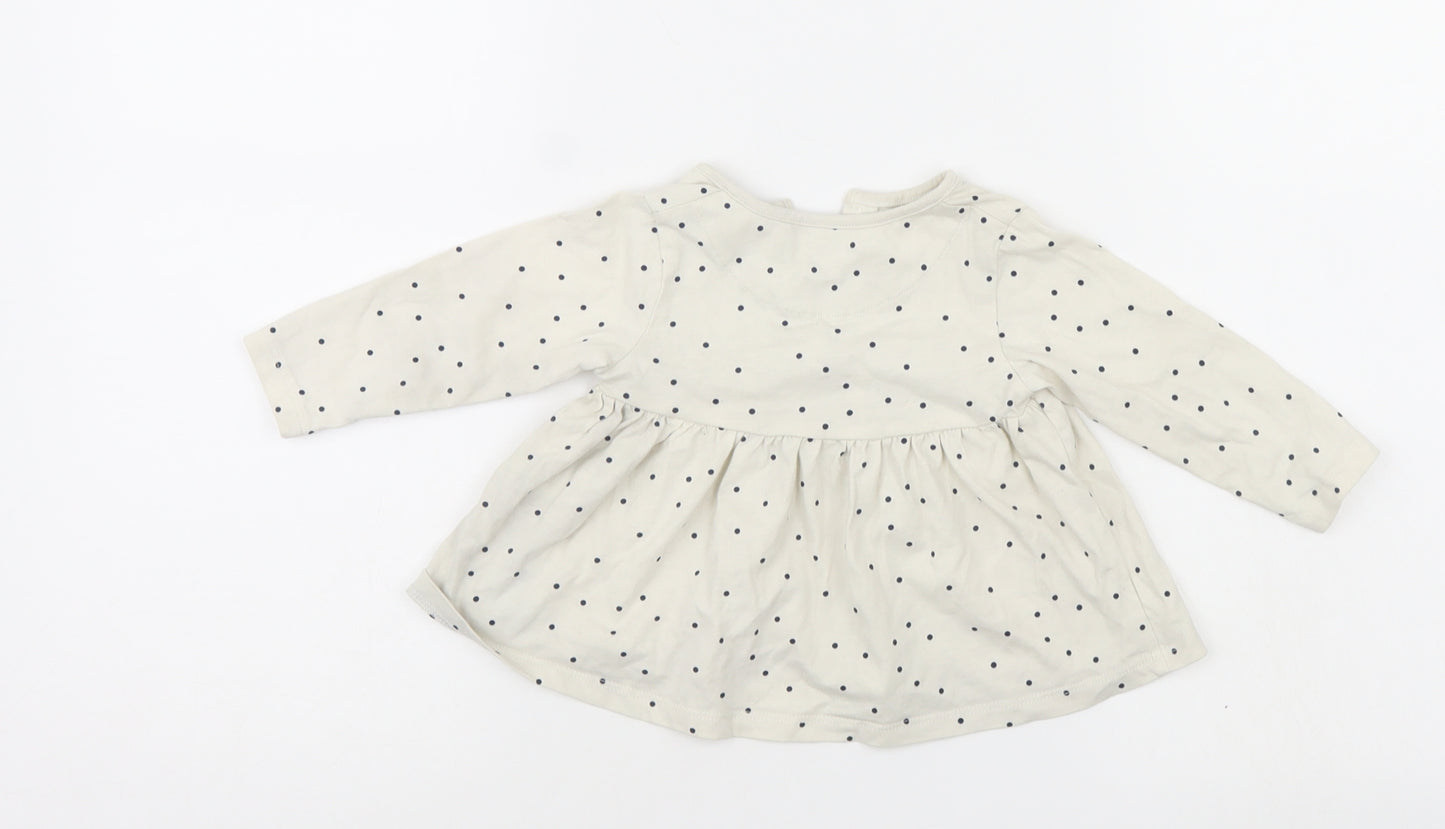 M&S Girls Ivory Polka Dot  Jumper Dress  Size 6-9 Months