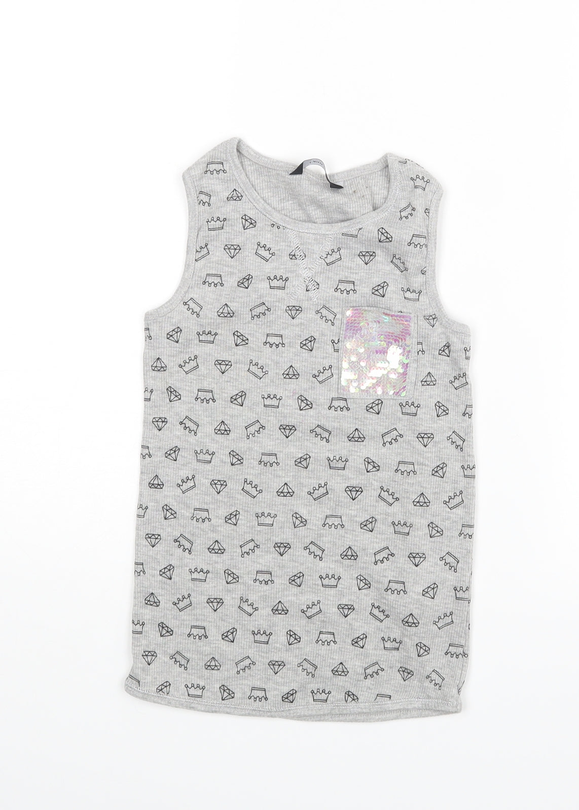 George Girls Grey   Basic T-Shirt Size 7-8 Years