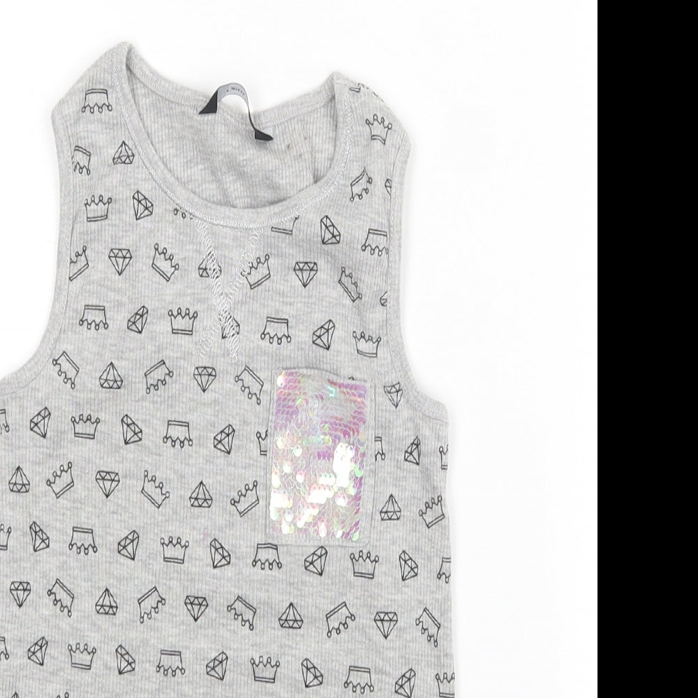 George Girls Grey   Basic T-Shirt Size 7-8 Years