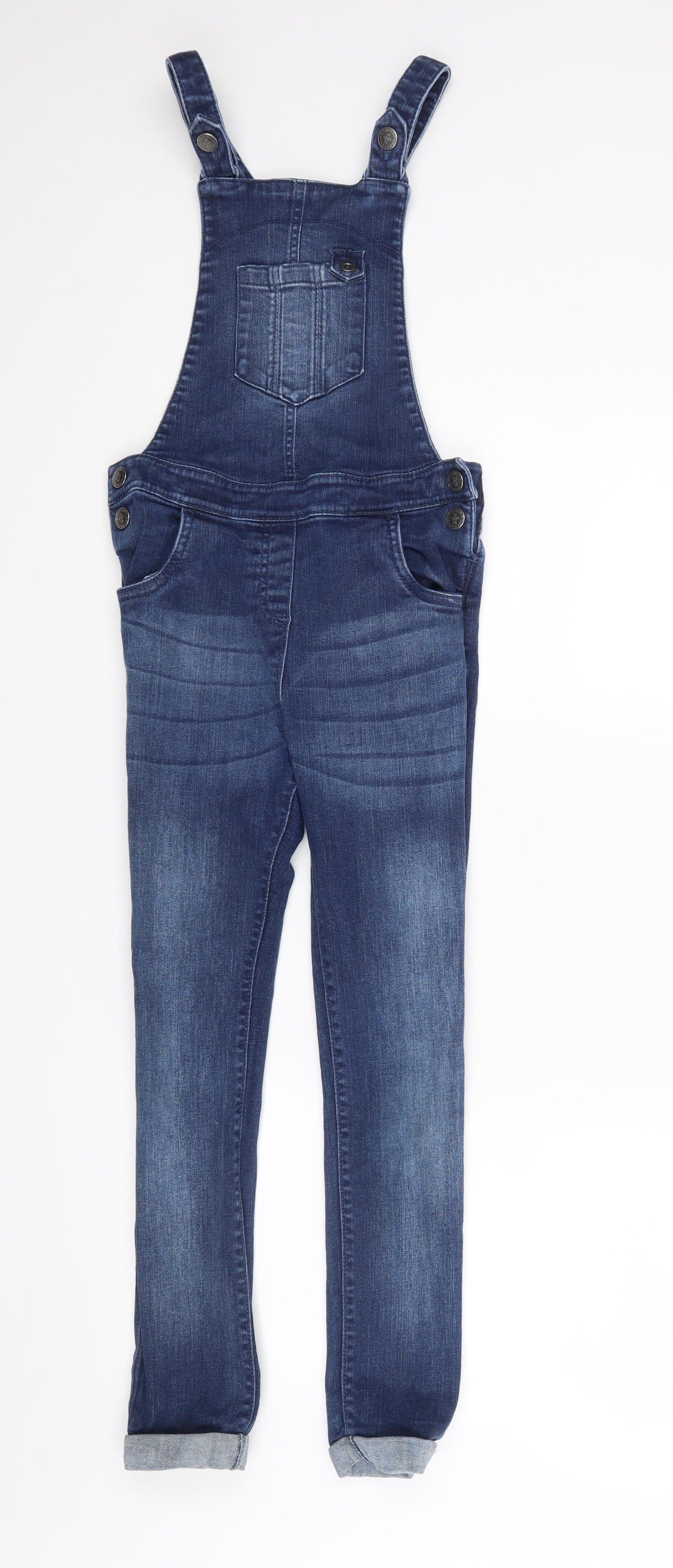 M&S Girls Blue   Dungarees Trousers Size 8-9 Years