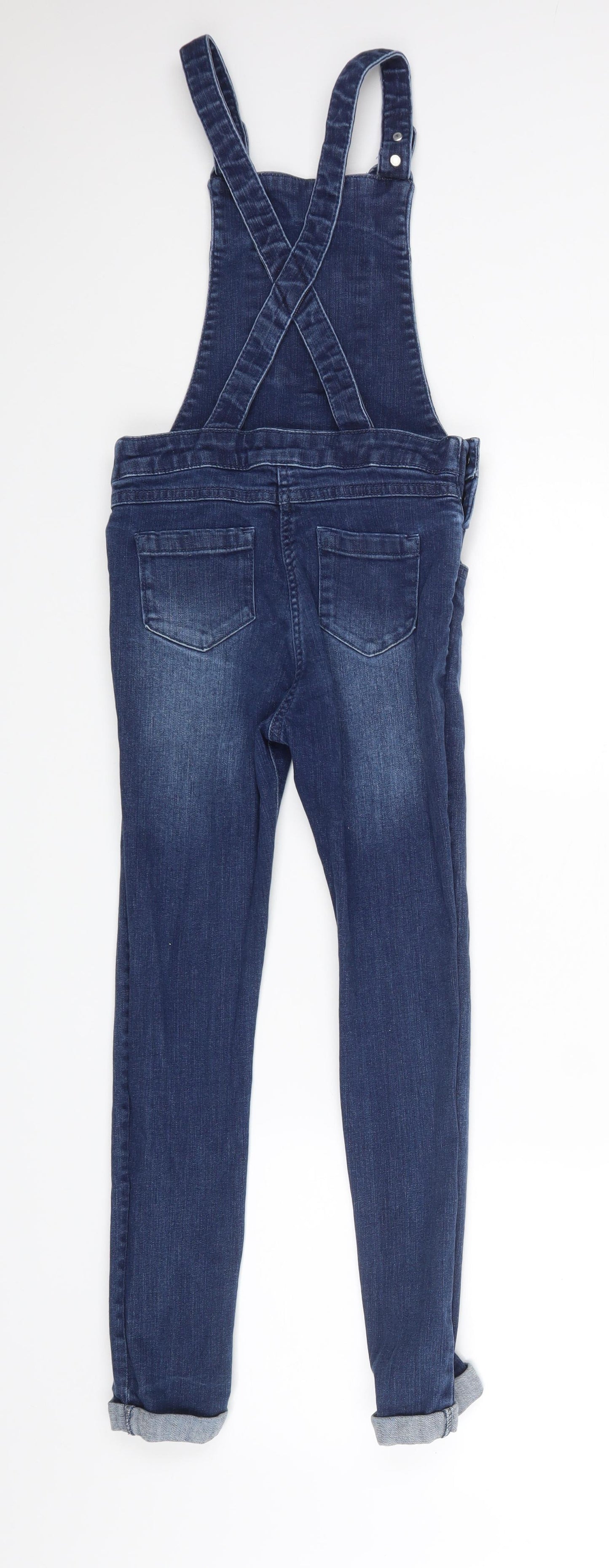 M&S Girls Blue   Dungarees Trousers Size 8-9 Years