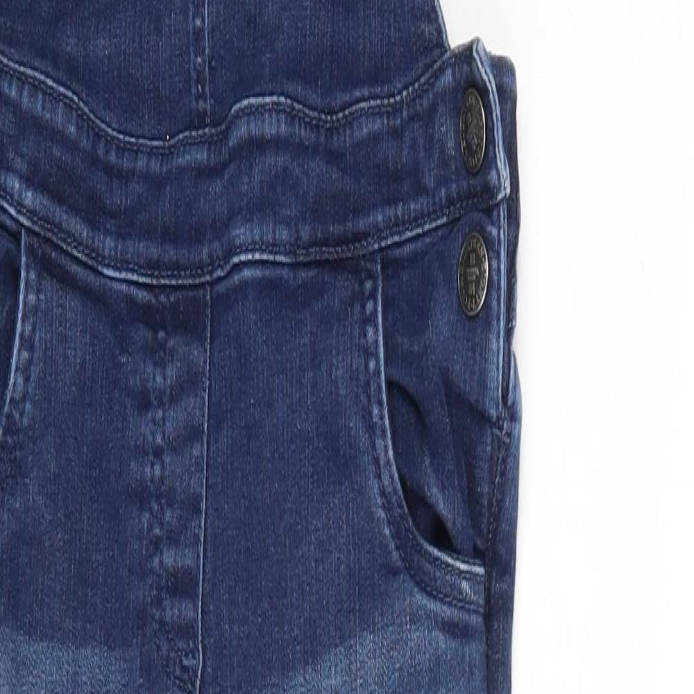 M&S Girls Blue   Dungarees Trousers Size 8-9 Years