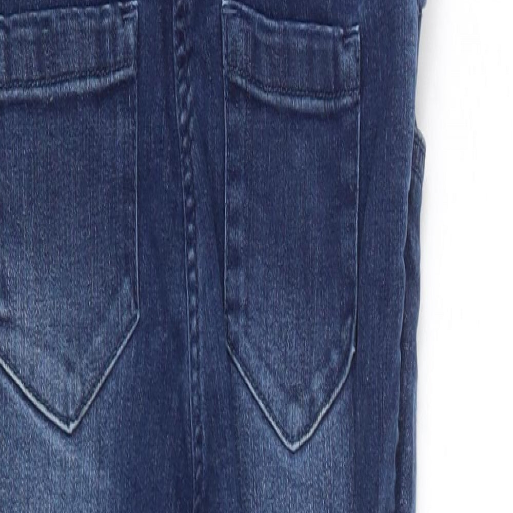 M&S Girls Blue   Dungarees Trousers Size 8-9 Years