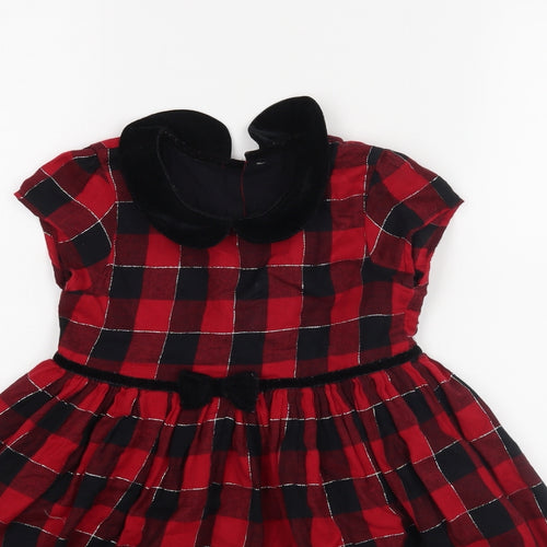 Matalan Girls Red Check  A-Line  Size 5-6 Years