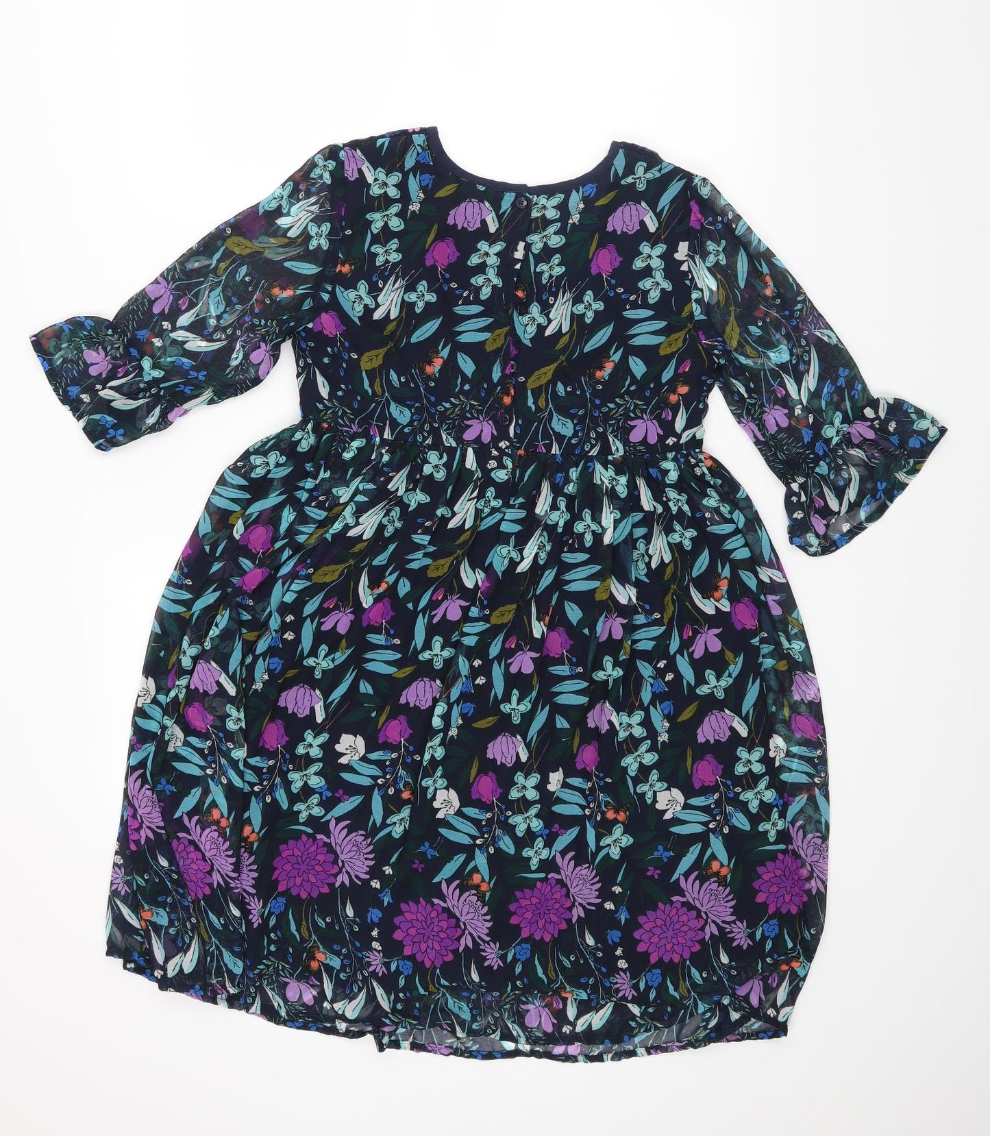 NEXT Girls Black Floral  A-Line  Size 11 Years