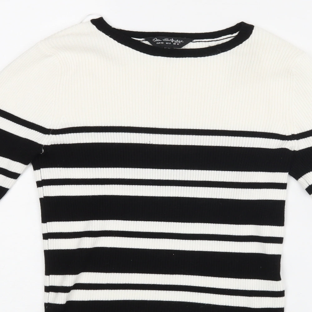 Miss Selfridge Womens White Striped  Basic Blouse Size 12