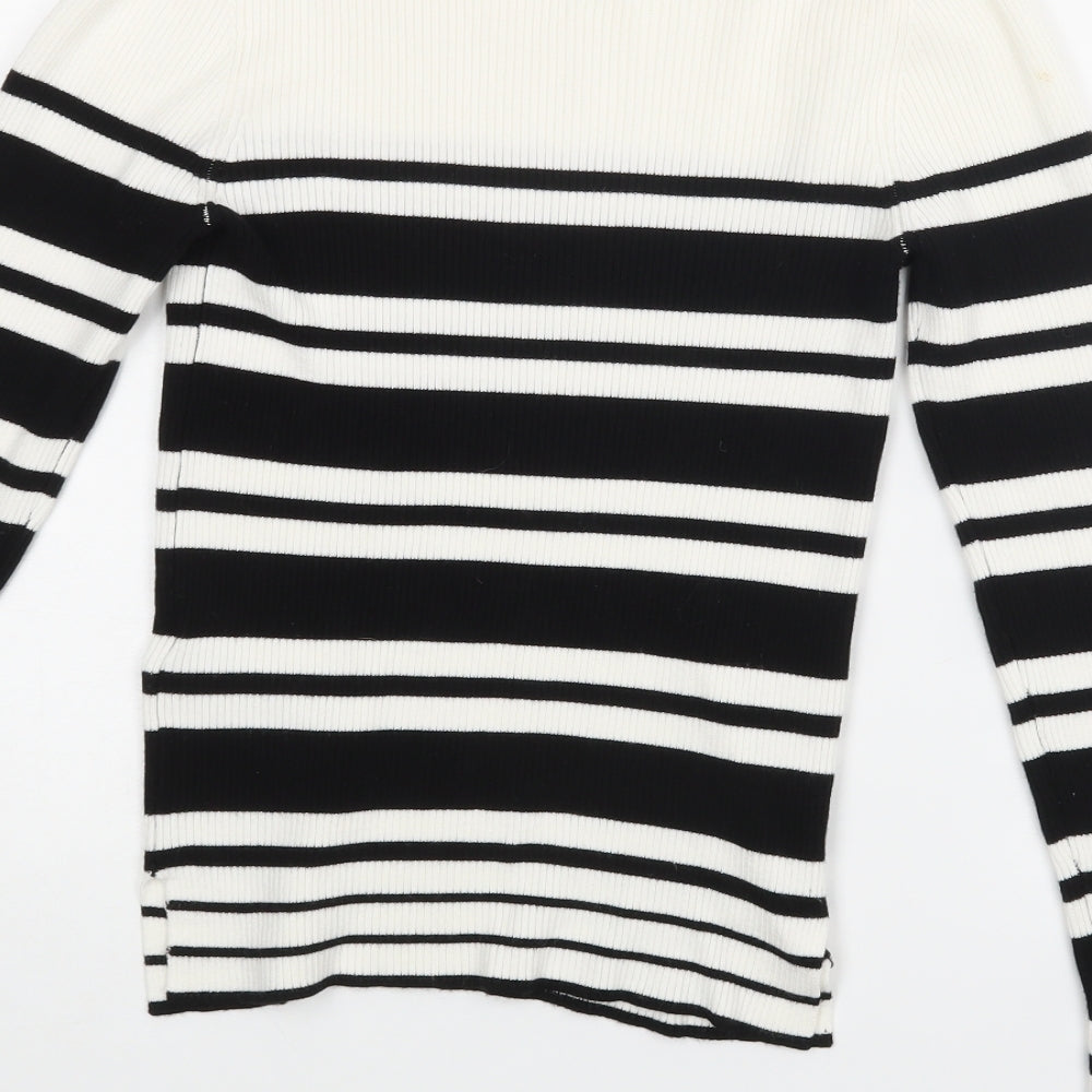 Miss Selfridge Womens White Striped  Basic Blouse Size 12