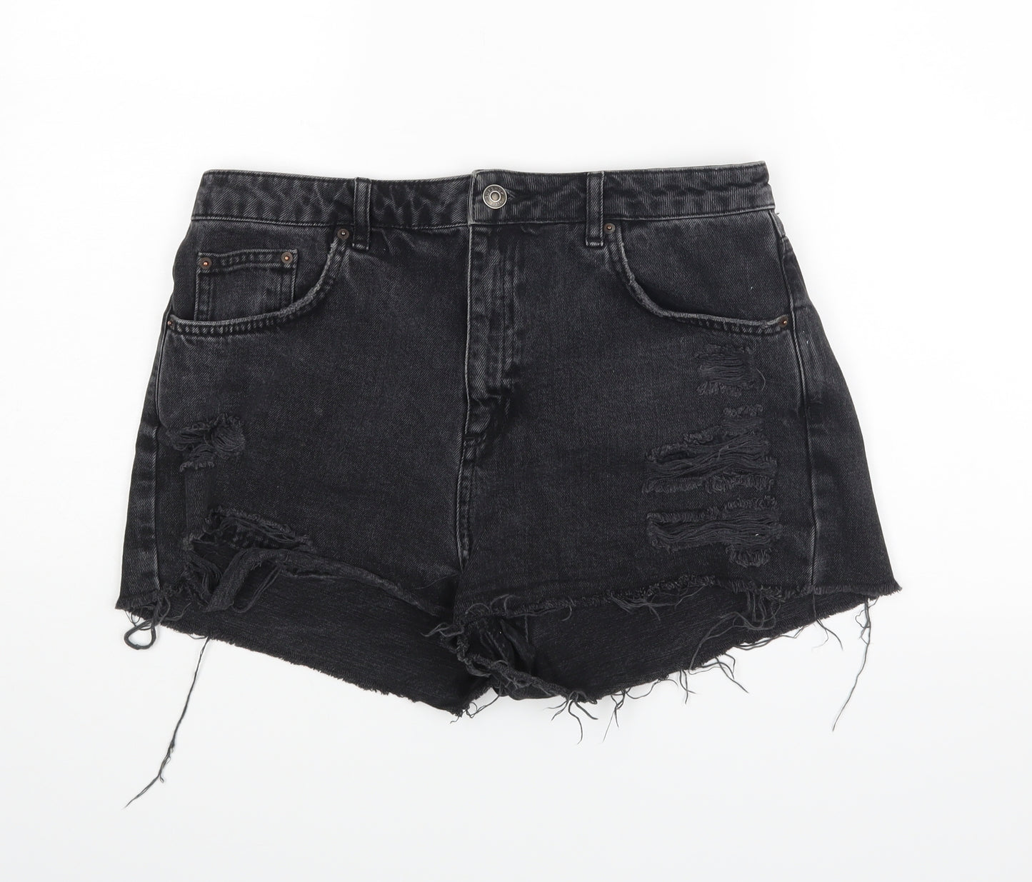 Topshop MOM Womens Black   Hot Pants Shorts Size 14