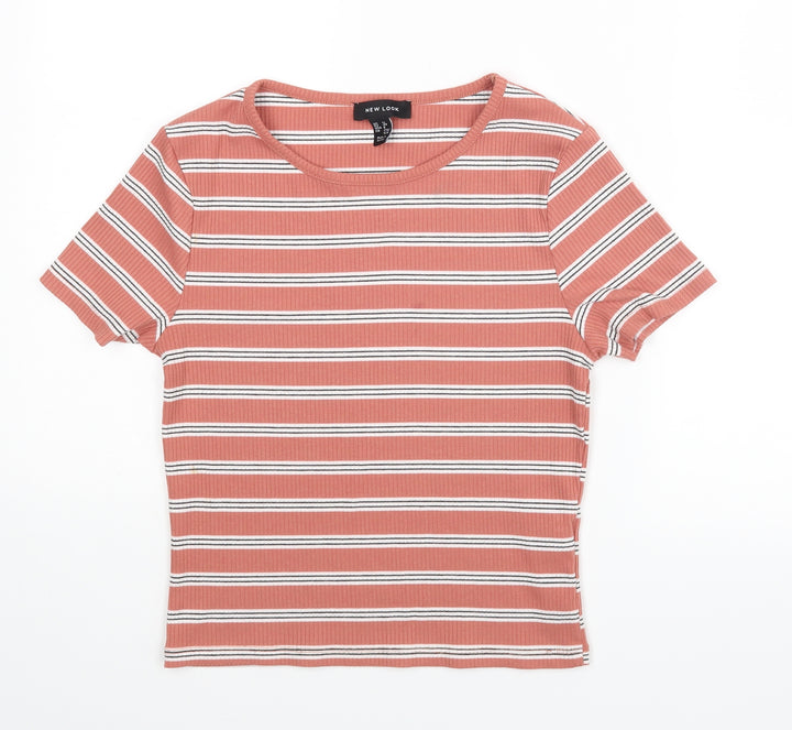 New Look Womens Brown Striped Basic Blouse Size 12