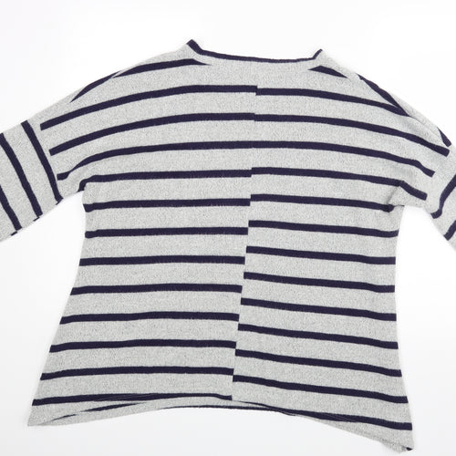 Roman Womens Grey Striped  Basic Blouse Size M