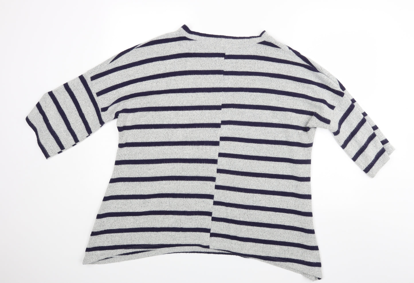 Roman Womens Grey Striped  Basic Blouse Size M